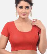Red spandex short sleeves stretchable readymade saree blouse