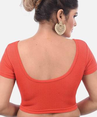 Red spandex short sleeves stretchable readymade saree blouse 2