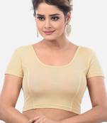 Gold spandex short sleeves stretchable readymade saree blouse