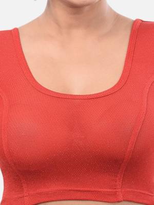 Maroon spandex short sleeves stretchable readymade saree blouse 5