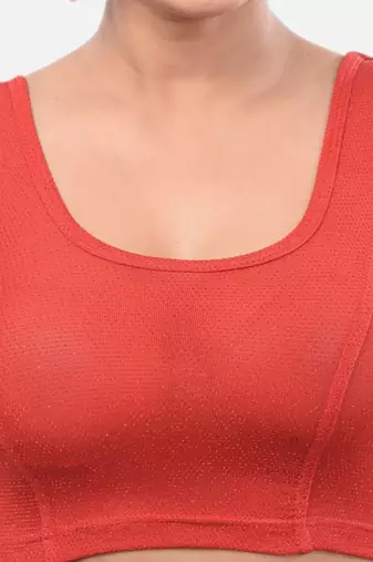 Maroon spandex short sleeves stretchable readymade saree blouse