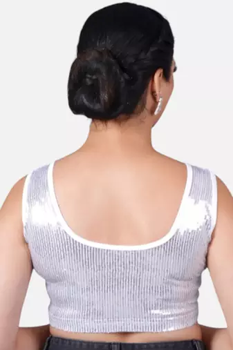 Sequence embellished stretchable round neck blouse