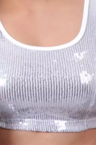 Sequence embellished stretchable round neck blouse