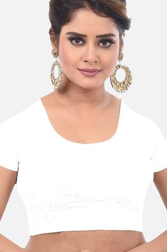 Off white spandex short sleeves stretchable readymade saree blouse
