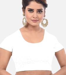 Off white spandex short sleeves stretchable readymade saree blouse