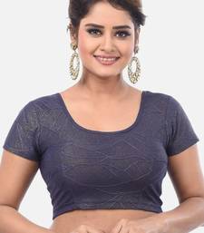Navy spandex short sleeves stretchable readymade saree blouse