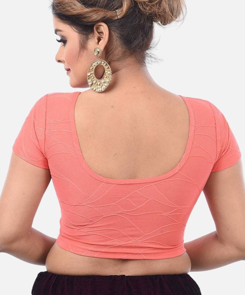 Gajri spandex short sleeves stretchable readymade saree blouse