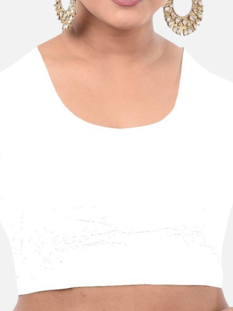 Off white spandex short sleeves stretchable readymade saree blouse