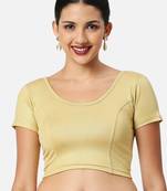 Gold short sleeves spandex princess cut stretchable readymade saree blouse