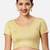 Gold short sleeves spandex princess cut stretchable readymade saree blouse