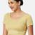 Gold short sleeves spandex princess cut stretchable readymade saree blouse