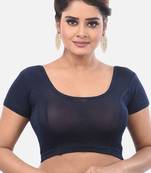 Navy spandex short sleeves stretchable readymade saree blouse