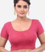Pink spandex short sleeves stretchable readymade saree blouse