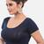 Navy spandex short sleeves stretchable readymade saree blouse