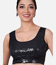 Sequin embellished stretchable round neck blouse