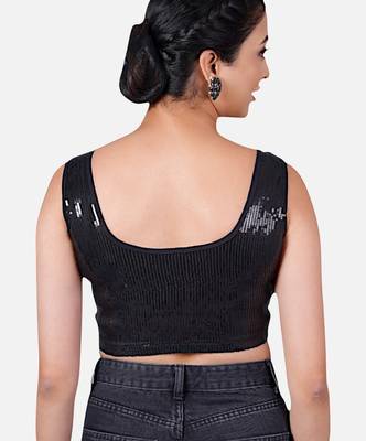 Sequin embellished stretchable round neck blouse 2