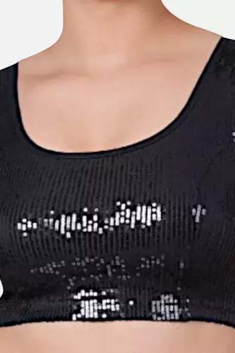Sequin embellished stretchable round neck blouse
