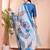 Blue color art silk embroidered yoke design kurti pant dupatta set.
