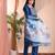 Blue color art silk embroidered yoke design kurti pant dupatta set.