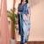 Blue color art silk embroidered yoke design kurti pant dupatta set.