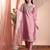Peach color art silk embroidered yoke design kurti pant dupatta set.