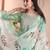 Pista color art silk embroidered yoke design kurti pant dupatta set.