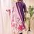 Wine color art silk embroidered yoke design kurti pant dupatta set.