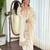 White color cotton slub embroidered yoke design kurti pant dupatta set