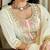 White color cotton slub embroidered yoke design kurti pant dupatta set