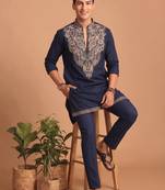  lachka fabric embroidery work kurta set for men