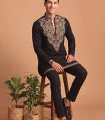  lachka fabric embroidery work kurta set for men