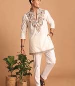  lachka fabric embroidery work kurta set for men