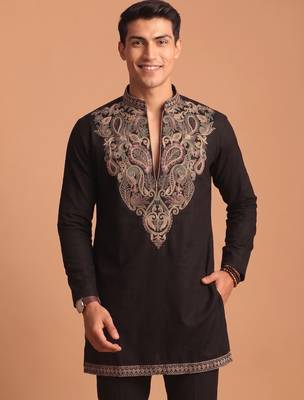  lachka fabric embroidery work kurta set for men 3