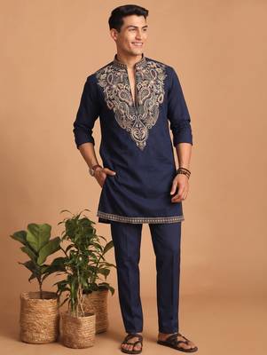  lachka fabric embroidery work kurta set for men 4