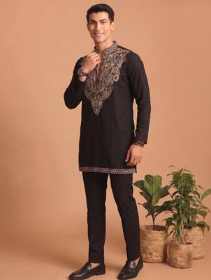  lachka fabric embroidery work kurta set for men 4