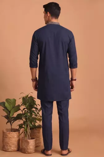  lachka fabric embroidery work kurta set for men