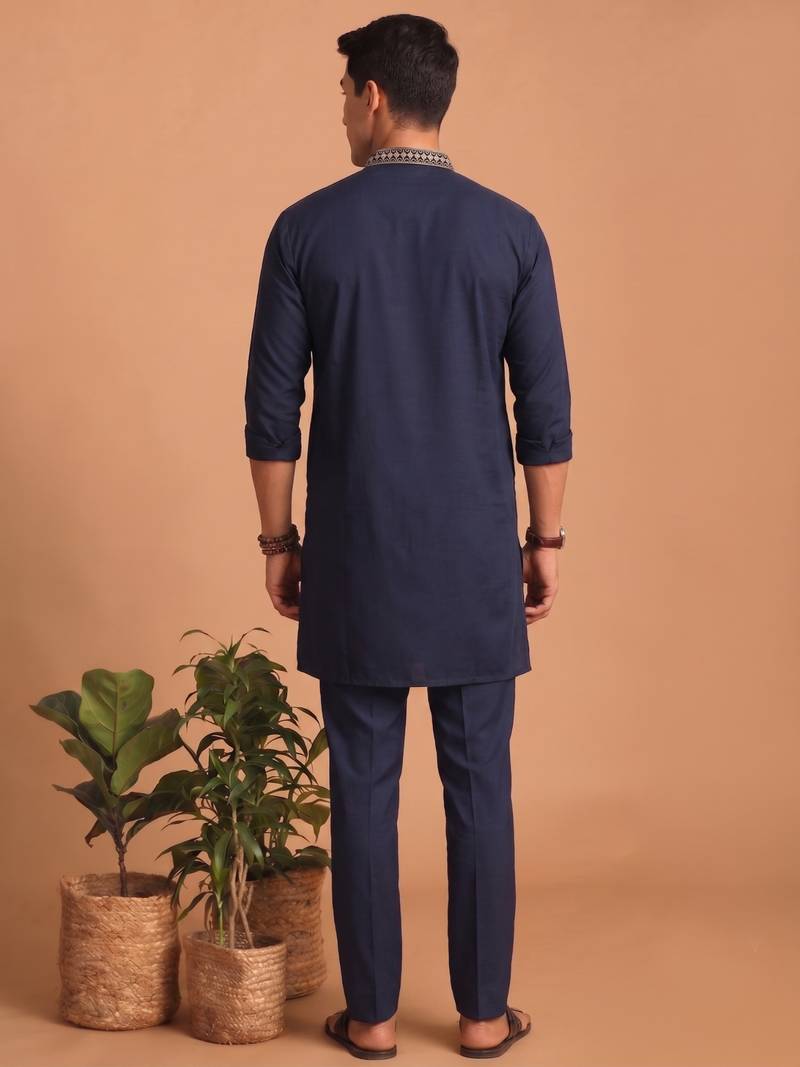  lachka fabric embroidery work kurta set for men