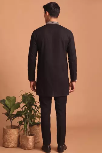  lachka fabric embroidery work kurta set for men