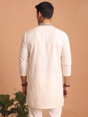  lachka fabric embroidery work kurta set for men 5