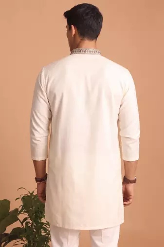  lachka fabric embroidery work kurta set for men