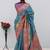 Sky blue pashmina paithani silk saree with beautifully multicolor border and pallu