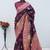 Wine pashmina paithani silk saree with beautifully multicolor border and pallu