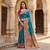 Teal pashmina paithani silk saree with beautifully multicolor border and pallu
