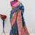 Teal pashmina paithani silk saree with beautifully multicolor border and pallu