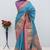 Sky blue pashmina paithani silk saree with beautifully multicolor border and pallu