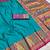 Sky blue pashmina paithani silk saree with beautifully multicolor border and pallu