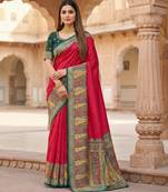 Pink pashmina paithani silk saree with beautifully multicolor border and pallu