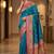 Teal pashmina paithani silk saree with beautifully multicolor border and pallu