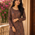 Brown colour elegant floral printed rayon kurti casual wear collection