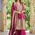Magenta embroidered chinon free size UPTO-42  stitched pakistani salwar suit